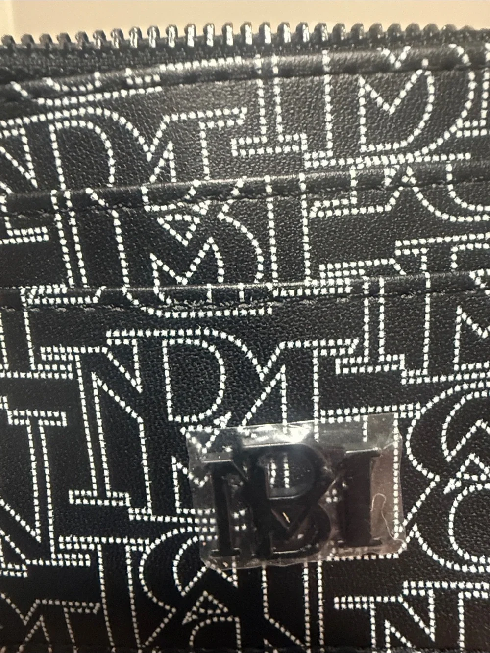 Badgley Mischka Black Logo Zip Card Pouch